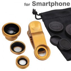 Universal Cell Phone Selfie Clip lens 3 in 1 (Gold)